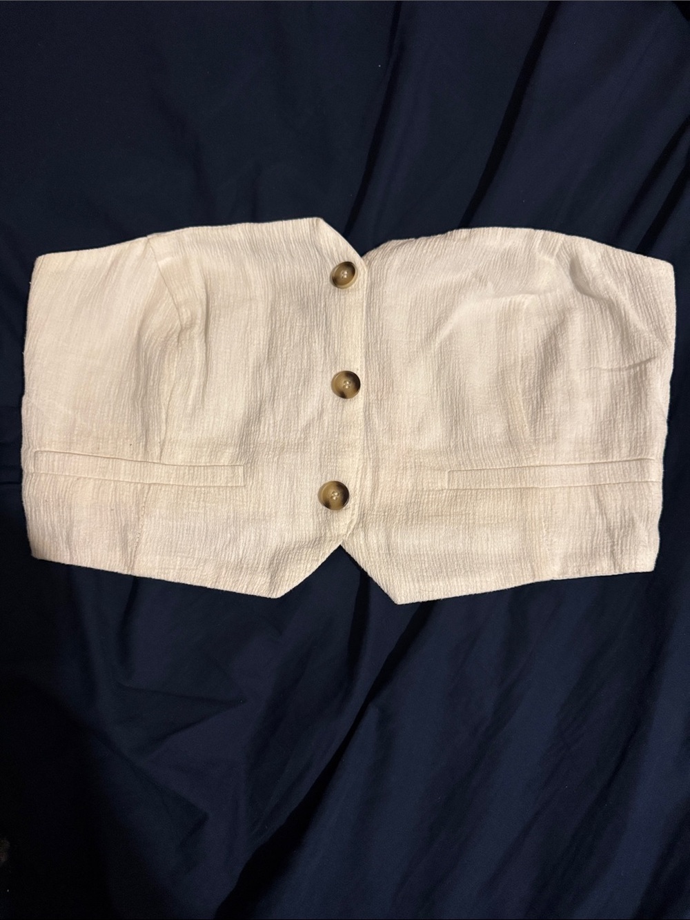 New Aakaa Off White Button-Front Tube Vest Top-Size Large